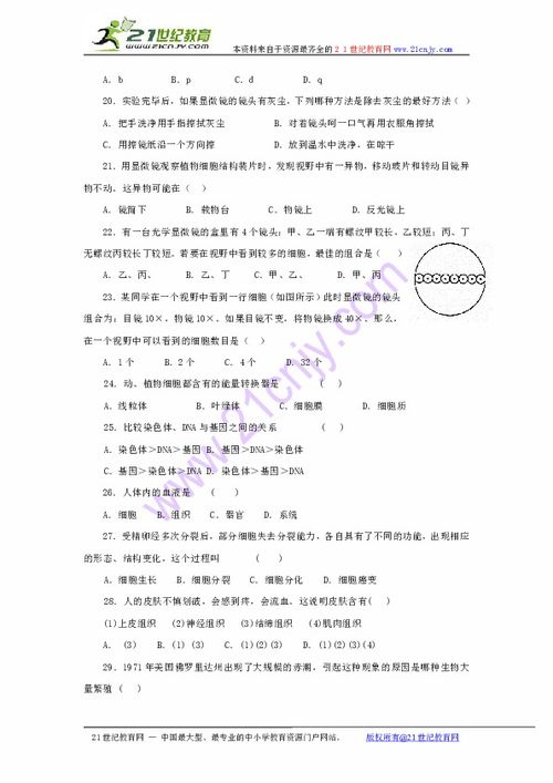 启黄中学2009-2010学年七年级上学期期末考试生物试题解析